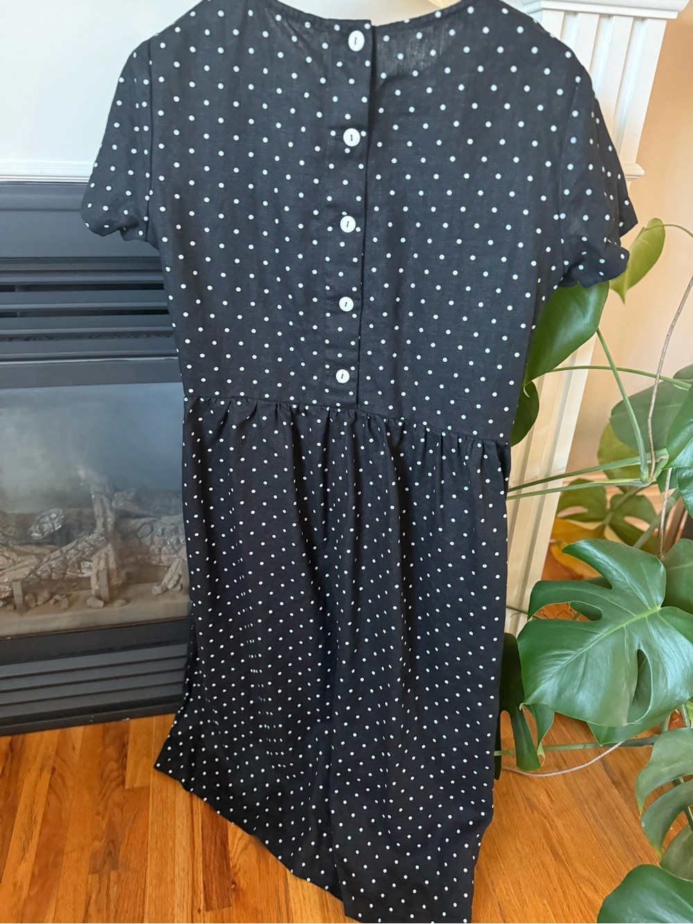 OFFON Clothing medium weight linen black white dots top dress size M - Picture 3 of 6